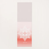 サンゴ水色勾配グラデーションマンダラモノグラム ヨガマット (裏面)