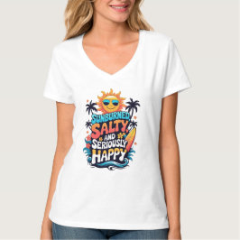 サンゴ焼けして、塩まみれで、幸せいっぱい - レトロ ビーチの雰囲気 Tシャツ