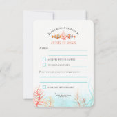 サンゴ熱帯魚結婚の水色 出欠カード (裏面)