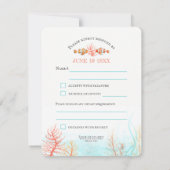 サンゴ熱帯魚結婚の水色 出欠カード (裏面)