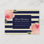 サンゴ牡丹と海軍のストライプ贈り物証明書 割引カード (裏面)