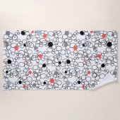 サンゴ白黒サークル ビーチタオル (正面)