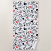 サンゴ白黒サークル ビーチタオル (正面)