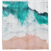 サンゴ砂ターコイズ海ビーチ シャワーカーテン (正面)