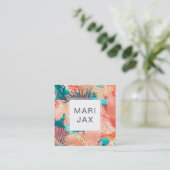 サンゴ礁およびティール（緑がかった色）抽象芸術 スクエア名刺 (スタンド正面)