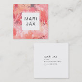 サンゴ礁および赤面ピンク抽象芸術 スクエア名刺 (正面/裏面)