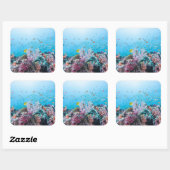 サンゴ礁とサンゴカラフルとのスキューバダイビング スクエアシール (シート)