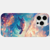 サンゴ礁と夕焼けの中のウミガメ Case-Mate iPhoneケース (裏面 (横))