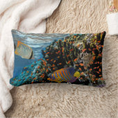 サンゴ礁と外来魚 ランバークッション (ブランケット)