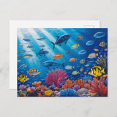 サンゴ礁と熱帯魚海海洋生物 ポストカード (正面/裏面)