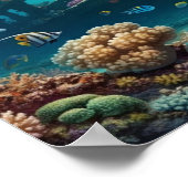 サンゴ礁に浮かぶ海中難破船 ポスター (角)