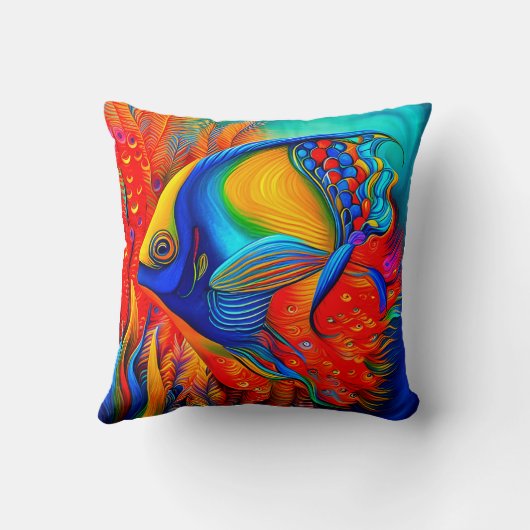 サンゴ礁に生息するカラフル熱帯魚 クッション (裏面)