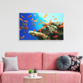 サンゴ礁に生息するリリテールアンチアス キャンバスプリント (インサイチュ (リビング))