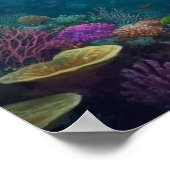 サンゴ礁に隠された城を発見するダイバー ポスター (角)
