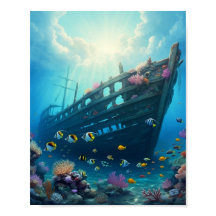 サンゴ礁に隠された難破船