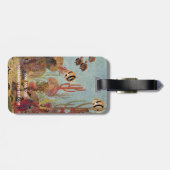 サンゴ礁のエンゼルフィッシュ、ヴィンテージ熱帯魚の海洋 ラゲッジタグ (裏面横)