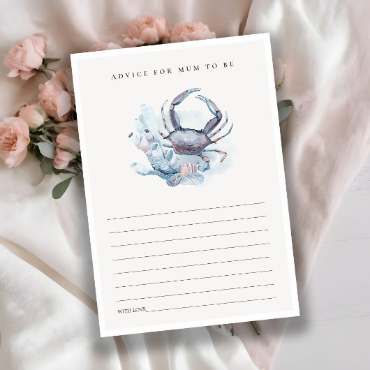 サンゴ礁のカニのアドバイス ママのためのベビーシャワー エンクロージャーカード