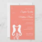 サンゴ礁のタツノオトシゴの結婚式招待状 招待状 (正面)