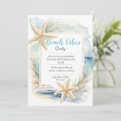 サンゴ礁のビーチ招待状テンプレート 招待状 (スタンド正面)