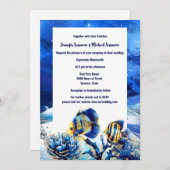 サンゴ礁のブルーゴールドのチョウチョウオのビーチ 招待状 (正面/裏面)