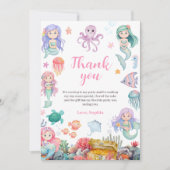 サンゴ礁のプリンセス　お姫様の誕生日パーティー　海の中のマーメイドのお誕生日会 サンキューカード (正面)