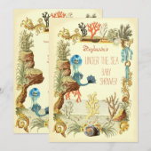 サンゴ礁のマーメイドベイビーシャワー 招待状 (正面/裏面)