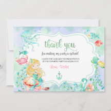 サンゴ礁のマーメイド感謝カード