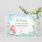 サンゴ礁のマーメイド感謝カード サンキューカード (スタンド正面)