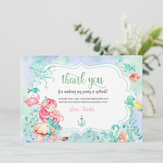 サンゴ礁のマーメイド感謝カード サンキューカード (スタンド正面)