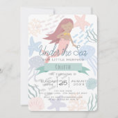 サンゴ礁のマーメイド シーグリーンの誕生日招待状 招待状 (正面)