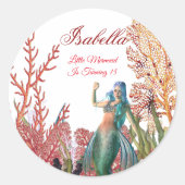 サンゴ礁のマーメイド　海の誕生日パーティー ラウンドシール (正面)