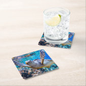 サンゴ礁の上を泳ぐグリーンウミガメ |ハワイ スクエアペーパーコースター (インサイチュ)