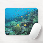 サンゴ礁の上を泳ぐ熱帯魚 マウスパッド (マウス)