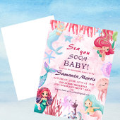 サンゴ礁の下の少女たち かわいい人魚の海のベイビーシャワー 招待状