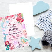 サンゴ礁の下の少女たち かわいい人魚の海のベイビーシャワー 招待状