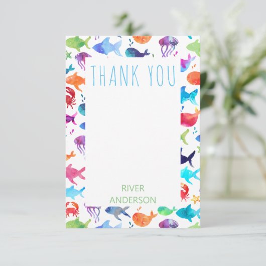 サンゴ礁の下の虹色の魚　ありがとう サンキューカード (スタンド正面)