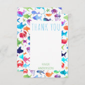 サンゴ礁の下の虹色の魚 ありがとう サンキューカード (正面/裏面)