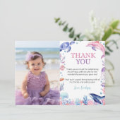 サンゴ礁の子供の誕生日写真感謝カード サンキューカード (スタンド正面)