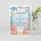 サンゴ礁の感謝カード　オリバーの誕生日 サンキューカード (スタンド正面)