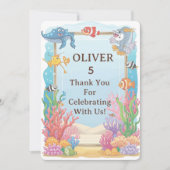 サンゴ礁の感謝カード　オリバーの誕生日 サンキューカード (正面)