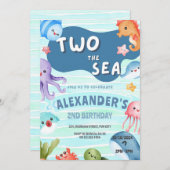 サンゴ礁の海の動物たち　２さいのお誕生日 招待状 (正面/裏面)