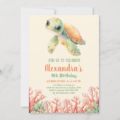 サンゴ礁の海底パーティ　オーシャン　バースデー 招待状 (正面)