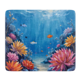 サンゴ礁の海底 海の絵画 カッティングボード