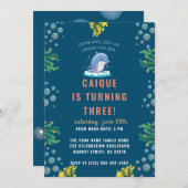 サンゴ礁の海 オーシャン ドルフィン ボーイズ バースデー パーティー 招待状 (正面/裏面)