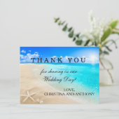 サンゴ礁の目的地ビーチウェディング感謝カード サンキューカード (スタンド正面)