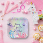 サンゴ礁の紙皿 ピンク パープル 誕生日 ペーパープレート (パーティー)