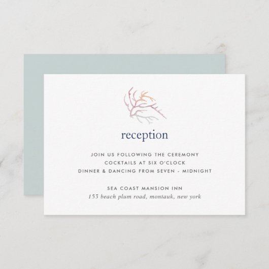 サンゴ礁の結婚式の受付案内カード 招待状 (正面/裏面)