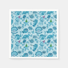 サンゴ礁の誕生日ラッピング スタンダードカクテルナプキン