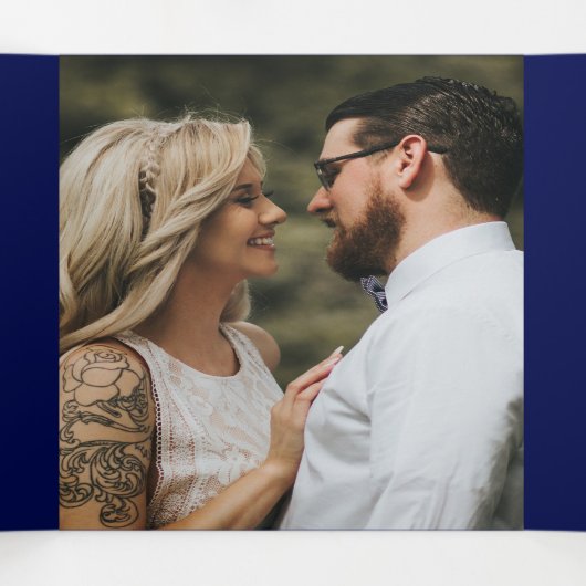 サンゴ礁の魚の熱帯性の青いオレンジの沿岸シック 三つ折り招待状 (内部中)