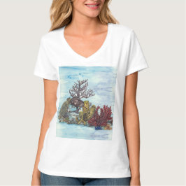 サンゴ礁を守れ 手描きアート Tシャツ